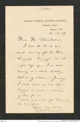 Nachlass Franz Steindachner, Brief von G. A. Boulenger an Franz Steindachner (21.12.1909), Inv.Nr. 49.04, Seite 1